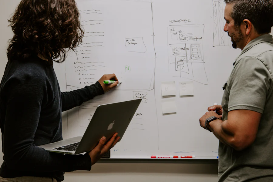 women writing on whiteboard